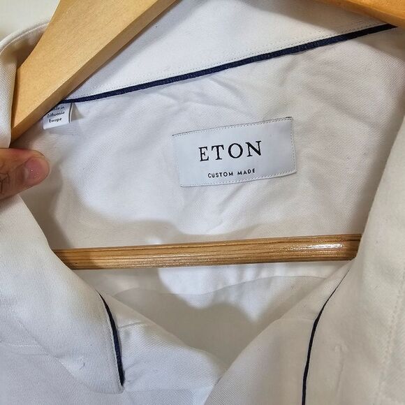 Eton Custom Made White French Cuff Dress Shirt 17 Classic Fit XL - Picture 4 of 14